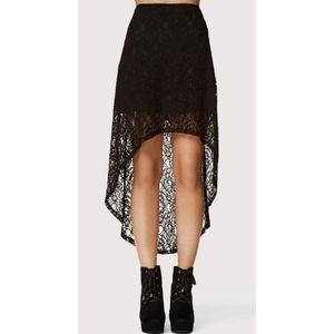 Black lace High Low Skirt